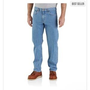 Carhartt Men’s Relaxed Straight Jeans – Blue, Size 38x32, Durable Workwear Denim